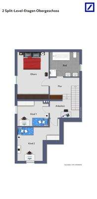 2 Split-Level-Etagen Obergeschoss