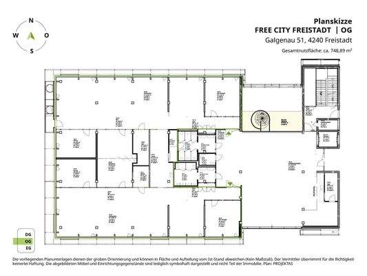 Planskizze ca. 750 m² 1. OG
