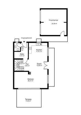 Grundrissplan Erdgeschoss mit Garage