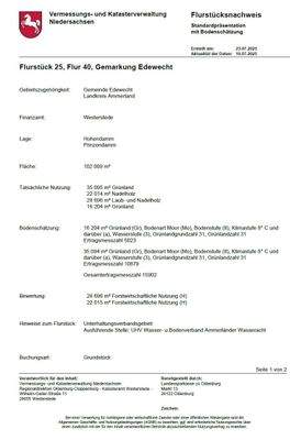 Liegenschaftsbeschreibung mit Bodenschätzung