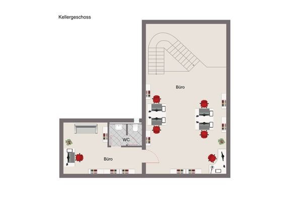 Kellergeschoss-Büro