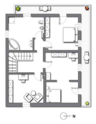 Grundriss Obergeschoss (kein Maßstab - Details können abweichen)