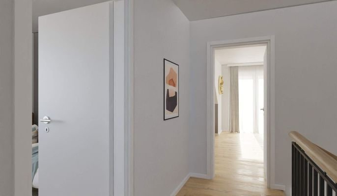 Heller und freundlicher Flur im Obergeschoss
