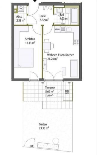 Neue 2 Zimmer Terrassenwohnung am Römertor