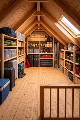 Visualisierung Spitzboden als Stauraum
