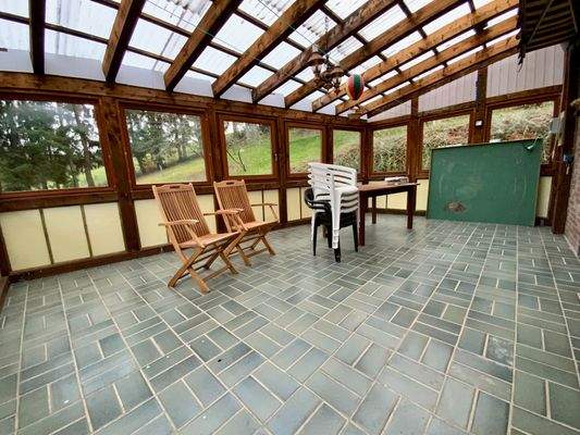 Überdachten Balkon mit wunderschönen Blick