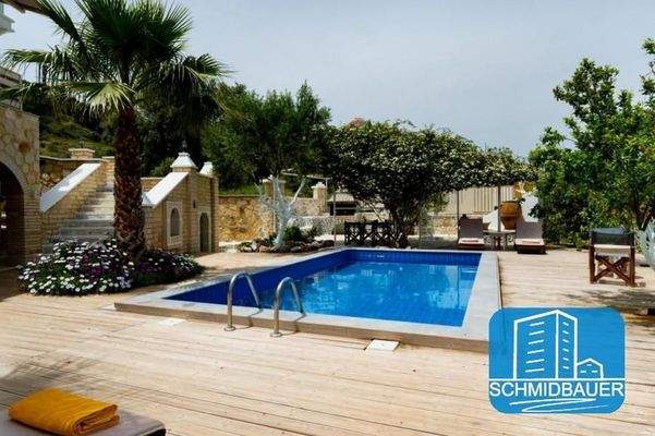 Kreta, Kamilari: Steinvilla mit Apartment und Blick auf den Kamilari-Hügel