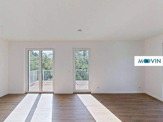 Ansicht II: Wohn- und Esszimmer mit offenem Küchenbereich