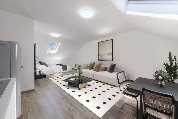 Wohnzimmer - Dachgeschoßwohnung - Visualisiert