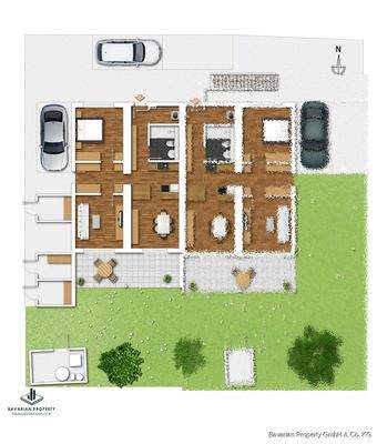 Grundriss Wohnung 1 (Gestaltungsbeispiel)