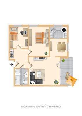 Grundriss mit Möblierungsvorsc