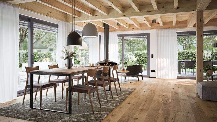 Wohnzimmer mit Kamin