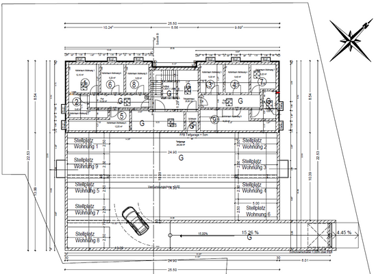 Grundriss Kellergeschoss + Tiefgarage