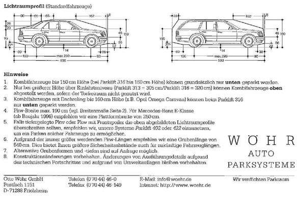 Fahrzeugmaßen PKW+Kombi PKW