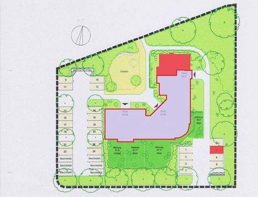 LAGEPLAN - Markiert: WOHNUNG und STELLPLATZ