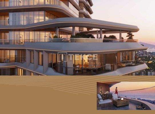 Apartments in a Sea-View Complex with Security in İzmir Konak
