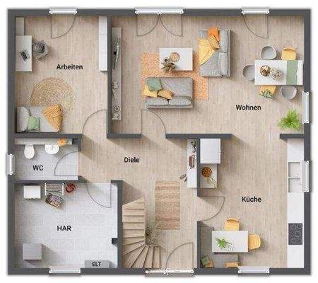 Erdgeschoss mit 5 Zimmer Variante