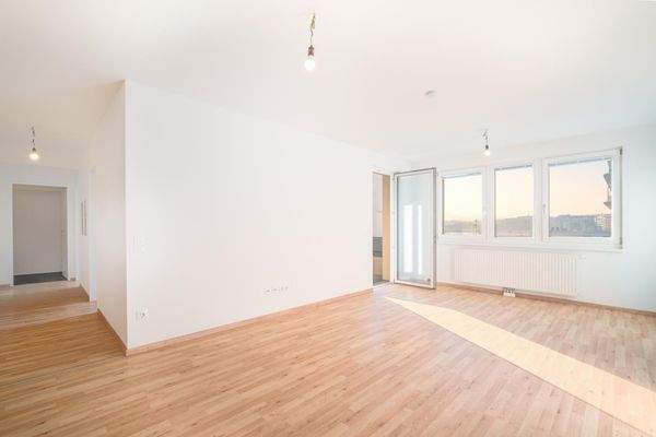 Wohnbereich und Flur zu Schlafzimmern