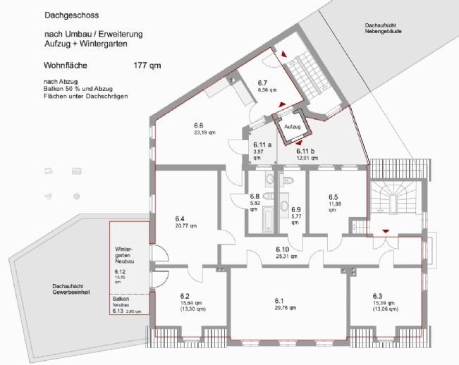 Aufzug, Terrasse, Balkon, Wintergarten- Wohnungen in Einzeldenkmal, 4 bis 7,5 Zimmer
