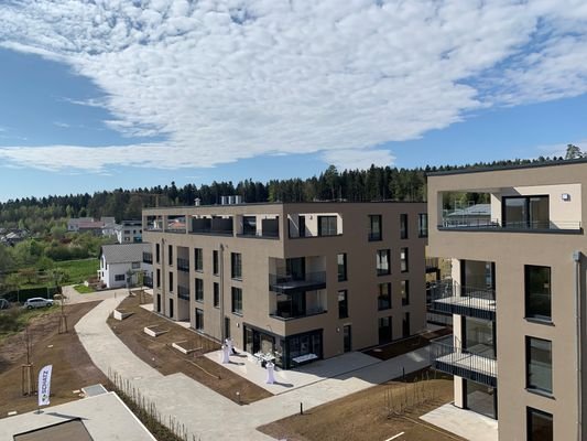 Blick auf Haus 1 und 2
