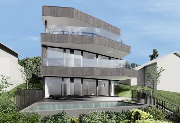 Pool vor der Gartenmaisonette