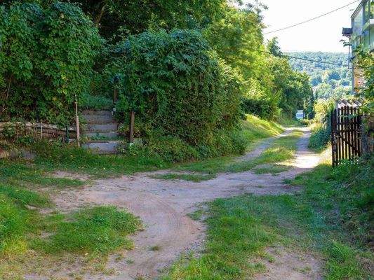 Waldweg mit Pkw Stellplatz