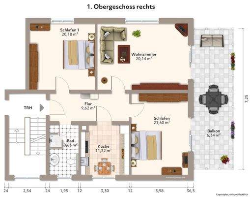 Grundriss möbliert