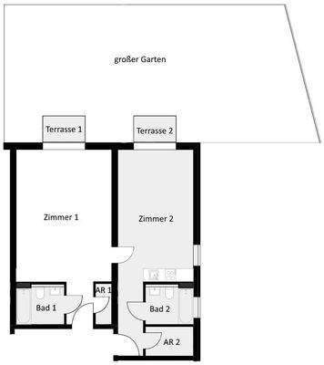 Grundriss große 2-Zimmer-Wohnung