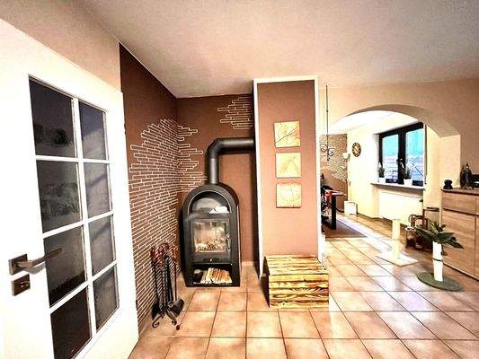 Wohnzimmer mit Kaminofen