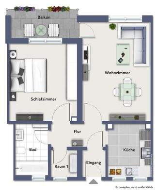 Grundriss beispielmöbliert