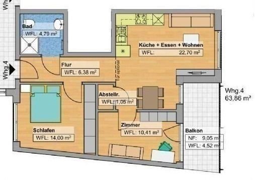 Grundriss Wohnung 4 im 1. Obergeschoss