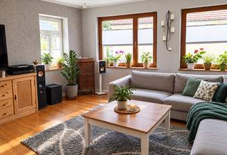 Wohnzimmer beräumt