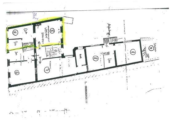 Grundriss - geräumiger heller Wohnraum - kleinerer Schlafraum - Duschbad - Pantry Küchenecke