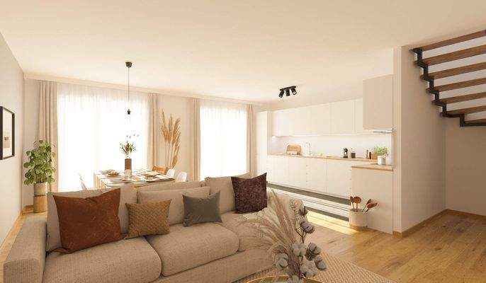 Lichtdurchfluteter Wohnbereich dank bodentiefer Fe