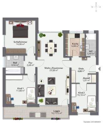 Grundriss der 4-Zimmer-Wohnung