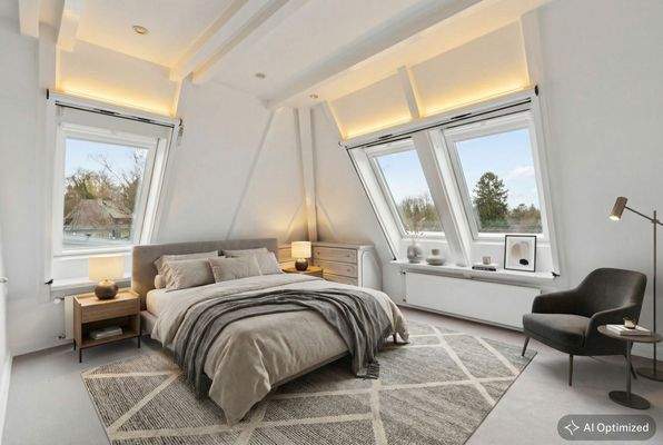 [KI-möbliertes Foto] Zimmer 2 im oberen DG mit Einbauschränken