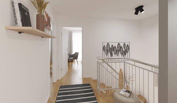 Heller und freundlicher Flur im Obergeschoss