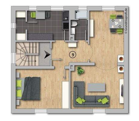 Kleines Wohnhaus 1. Obergeschoss