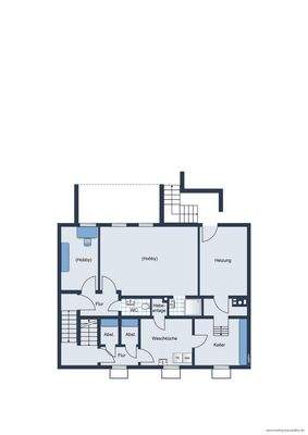 Grundrissskizze vom Untergeschoss des Hauses - nicht maßstabsgetreu - Möblierung dient lediglich zur Veranschaulichung und ist nicht Bestandteil des Hauses