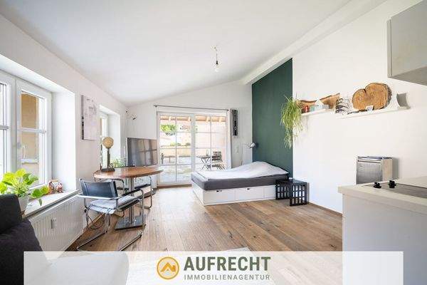 großzügiger Wohn-, Koch- & Schlafbereich