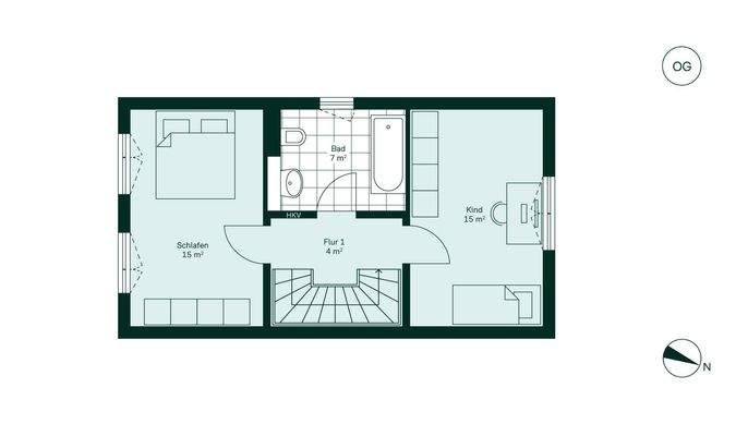 Große und komfortable Schlafzimmer im Obergeschoss