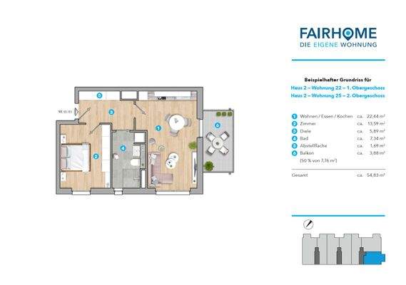Grundriss Wohnung Nr. 22 
