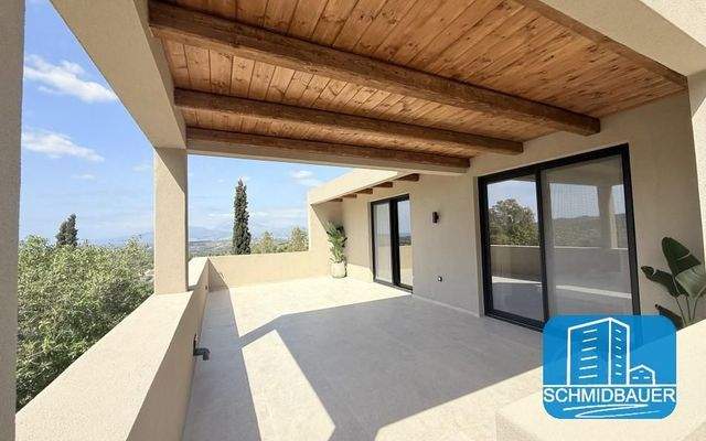 Kreta, Listaros: Moderne Villa mit Meer- und Bergblick, Gästewohnung und Pool zu verkaufen