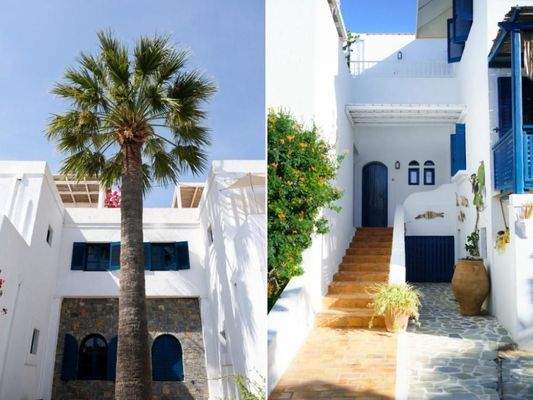 Kreta, Chersonisou: Hotel im Kykladenstil mit 13 Apartments, Pool, Garten und Café / Bar zu verkaufen