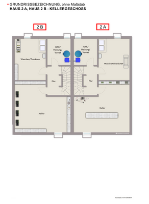 Haus 2A, Haus 2B Grundriss - Kellergeschoss