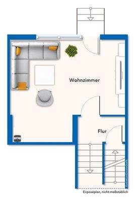 Grundriss mit Mustermöblierung