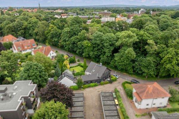 Luftbild mit Blick über das Glacis