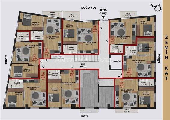 Flats for Sale in Antalya Near the Municipality Building