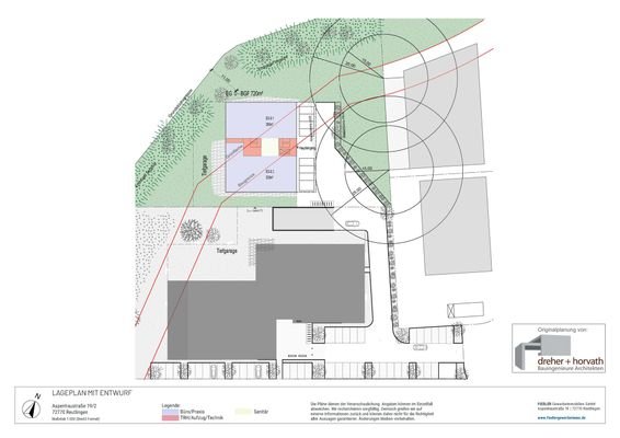 Lageplan mit Entwurf