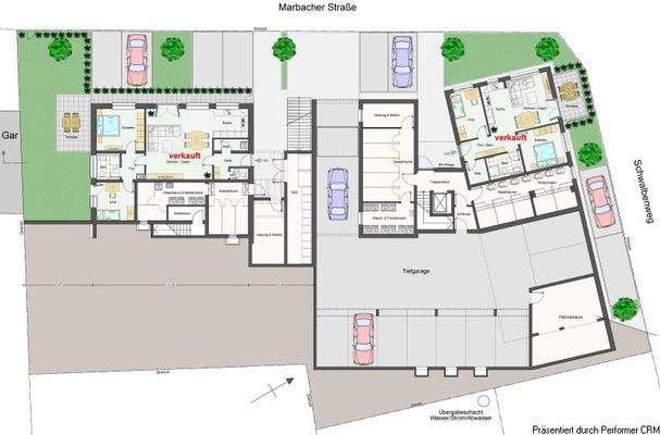 Übersicht Untergeschoss,Tiefgarage und Stellplätze